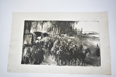 Lot 1297 - *Gerald Spencer Pryse (1882-1956) group of five signed lithographs to include Refugees and Artillery, 47cm x 64cm, Artillery Gun, 64cm x 46cm, The Retreat of the Seventh Division and Third Cavalry...