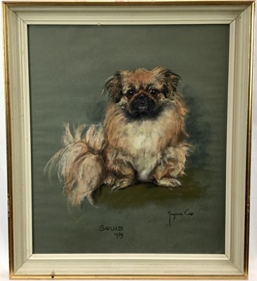 Lot 205 - Marjorie Cox (1915-2003) pastel portrait of a Pikingese, 'Squib', signed and dated 1969, in glazed frame