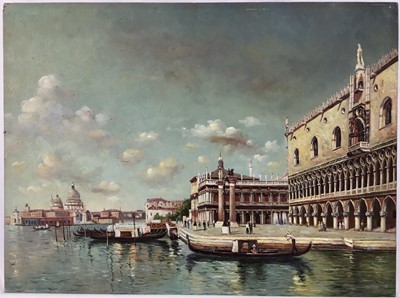 Lot 207 - After Canaletto, oil on panel - The Grand Canal, 31cm x 41cm, unframed