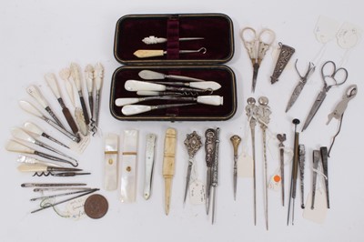 Lot 1003 - Collection of antique bodkins including early silver and other examples