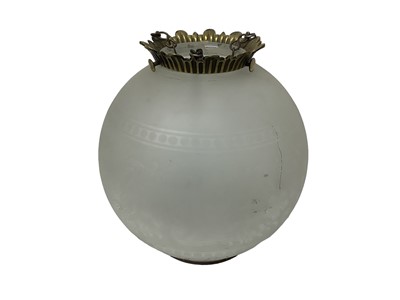 Lot 691 - Very large Edwardian etched glass light shade, of bulbous form, approximately 32cm diameter