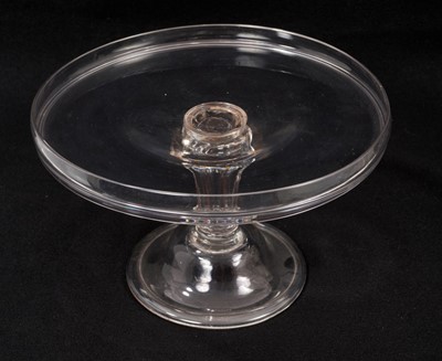 Lot 339 - Georgian glass tazza, with circular galleried top, moulded and collared stem, domed folded foot, 22.5cm diameter