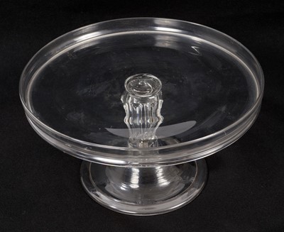 Lot 340 - Georgian glass tazza, with circular galleried top, moulded and collared stem, domed folded foot, 26cm diameter