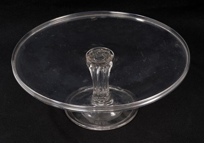 Lot 342 - Georgian glass tazza, with circular galleried top, moulded and collared stem, domed folded foot, 31cm diameter x 12.25cm high