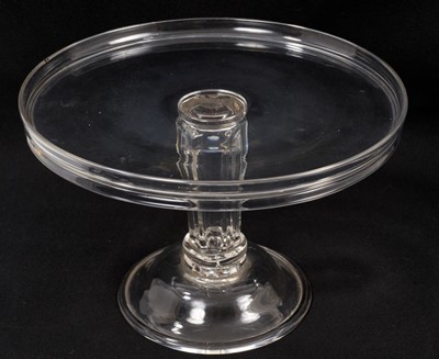 Lot 343 - Georgian glass tazza, with circular galleried top, moulded and collared stem, domed folded foot, 30.5cm diameter x 20cm high