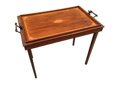 Lot 1515 - Edwardian mahogany and satinwood line inlaid patent folding table