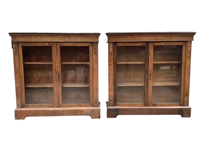 Lot 1524 - Pair of Victorian walnut pier cabinets