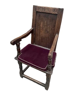 Lot 1156 - 17th century oak wainscot chair