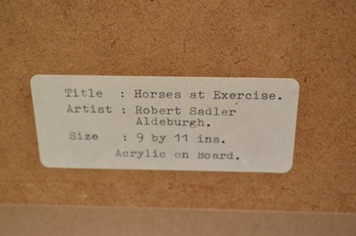 Lot 981 - *Robert Sadler (1909-2001) "Horses at Exercise", acrylic on board, signed, 23 x 28cm, in glazed frame