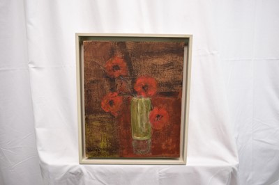 Lot 989 - *Robert Sadler (1909-2001) Still Life, "Poppies no 8", 1989, acrylic on board, signed and dated, 30.5 x 25cm, framed