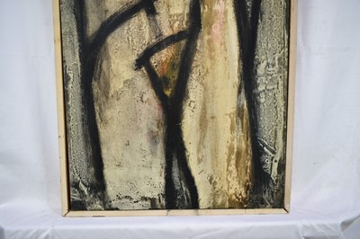 Lot 1328 - *Robert Sadler (1909-2001) Abstract, after Modigliani, 1962, acrylic on board, signed, 77.5 x 33cm, framed