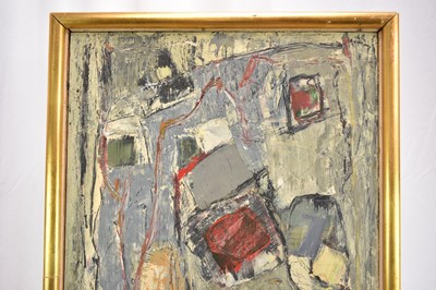 Lot 976 - *Robert Sadler (1909-2001) Abstract, 1960s, acrylic on board, unsigned, 32.5 x 77.5, in gilt frame