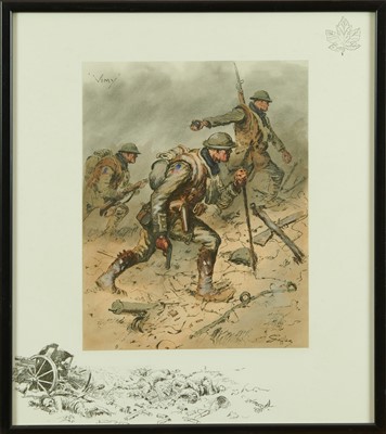 Lot 1321 - Snaffles, Charles Johnson Payne (1884-1967) hand coloured print - 'Vimy', with Snaffle blindstamp, 40cm x 35cm, in glazed frame 
Provenance: Malcolm Innes Gallery