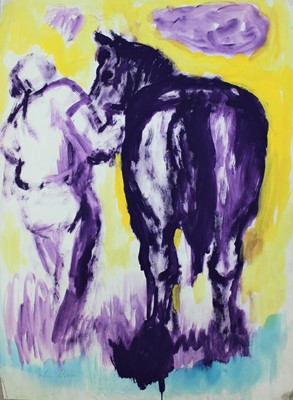 Lot 1302 - *Colin Moss (1914-2005) oil on paper, Horse team, signed 75 x 56cm