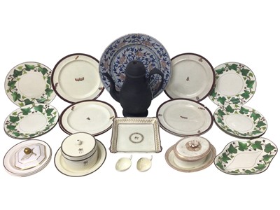 Lot 358 - Group of 18th and early 19th century English ceramics, including Wedgwood creamware butter dishes, set of plates decorated with insects, set of dishes with ivy decoration, etc (qty)