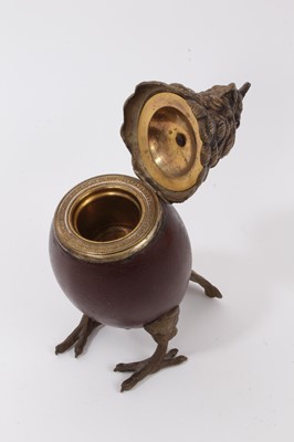 Lot 1043 - 19th century Continental novelty inkwell in the form of a cockatoo