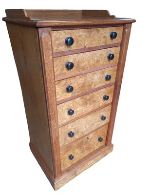 Lot 1502 - 19th century pippy oak Wellington chest