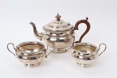 Lot 546 - 1920s silver three piece teaset