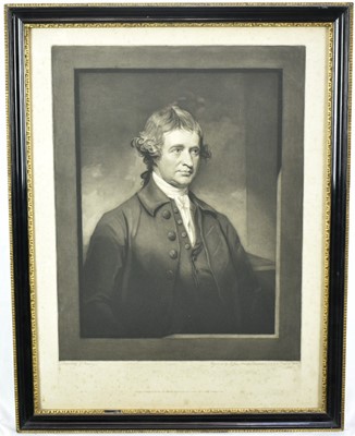 Lot 1334 - John Jones 18th century mezzotint after George Romney, The Right Honble Edmund Burke, rare proof before letters, 'Engraved by J. Jones, Principal Engraver to H.R.H. the Duke of York', published Dec...