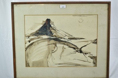 Lot 889 - William Johnstone (1897-1981) monochrome ink and wash - Eildon Hills, apparently unsigned, 37cm x 50cm, in glazed frame