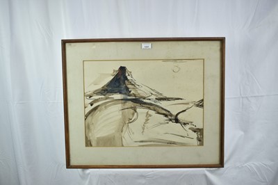 Lot 889 - William Johnstone (1897-1981) monochrome ink and wash - Eildon Hills, apparently unsigned, 37cm x 50cm, in glazed frame