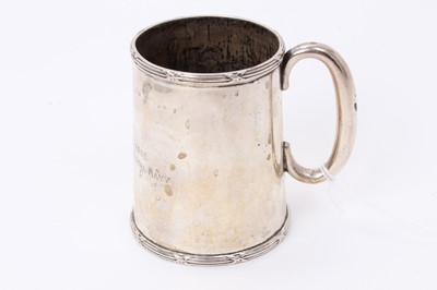 Lot 551 - George V silver christening mug of tapering form, with engraved presentation inscription