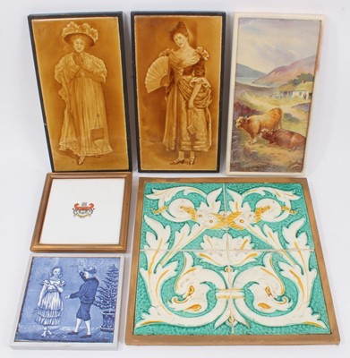 Lot 382 - Group of six Victorian framed tiles, including Wedgwood and Minton