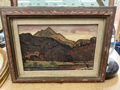 Lot 1341 - *Kyffin Williams (1918-2006) oil on board - Cynicht from The Glaslyn, initialled, titled verso and dated 23.12.47, 21cm x 31cm, in orignal painted frame