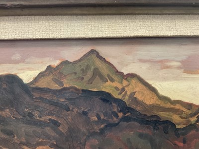 Lot 1341 - *Kyffin Williams (1918-2006) oil on board - Cynicht from The Glaslyn, initialled, titled verso and dated 23.12.47, 21cm x 31cm, in orignal painted frame