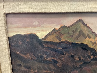 Lot 1341 - *Kyffin Williams (1918-2006) oil on board - Cynicht from The Glaslyn, initialled, titled verso and dated 23.12.47, 21cm x 31cm, in orignal painted frame