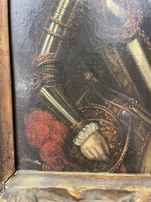 Lot 1355 - 17th / 18th century Continental school, oil on canvas, Portrait of a gentleman in armour and ruff, in period gilt frame