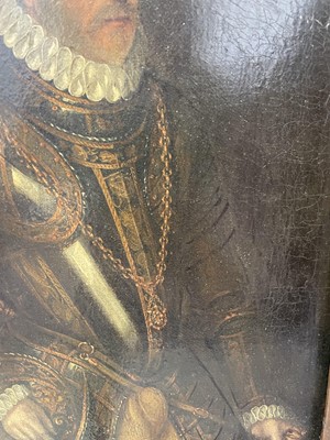 Lot 1355 - 17th / 18th century Continental school, oil on canvas, Portrait of a gentleman in armour and ruff, in period gilt frame