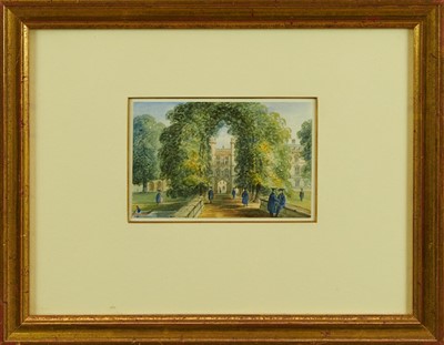 Lot 1368 - Richard Bankes Harraden (1778-1862) watercolour - Trinity College Walks, 9cm x 14cm, in glazed gilt frame  
Provenance: Anthony Reed, Cork Street, London