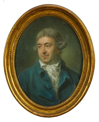 Lot 1348 - Manner of Jean-Baptiste Perroneau (1715-1783) oval pastel - Portrait of a Gentleman, 62cm x 47cm, in gilt frame