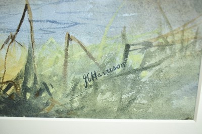 Lot 797 - *John Cyril Harrison (1898-1985) watercolour - Reed Bunting on the Test, signed, 55cm x 76cm, in glazed frame  
Provenance: The Wildlife Art Gallery, Lavenham