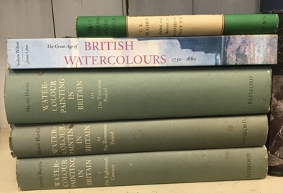 Lot 1383 - Books - quantity, mostly British watercolours and works on paper, three volumes 'Watercolour Painting in Britain' by Martin Hardie, auction catalogues and similar