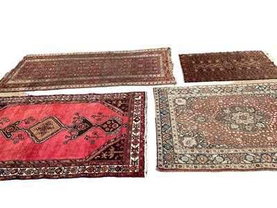 Lot 1584 - Hamadan design rug, together with a Persian runner, 262 x 125cm and two further rugs