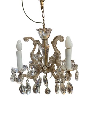 Lot 1401 - Crystal chandelier with four branches and cut glass drops