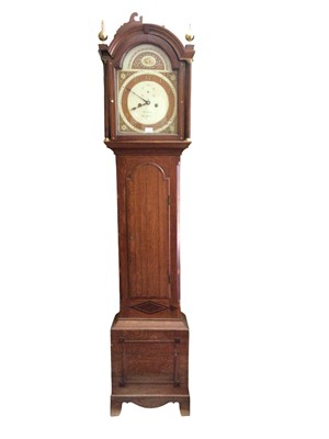 Lot 1088 - Early 19th century 8 day longcase clock by Butler of Reading, the painted arched dial with subsidiary seconds, in an oak case, 214cm high