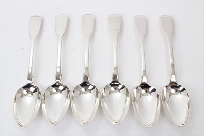 Lot 409 - Set of six William IV silver fiddle pattern tablespoons (London 1830) Richard Hennell. All at approximately 15ozs