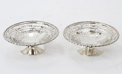 Lot 403 - Pair of early George V silver bon-bon dishes of circular form with pierced decoration