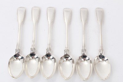 Lot 414 - Set of six Victorian silver Fiddle and Thread pattern teaspoons (London 1876) George Adams. All at approximately 6ozs