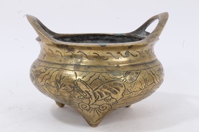 Lot 572 - Chinese bronze censer with character marks to base