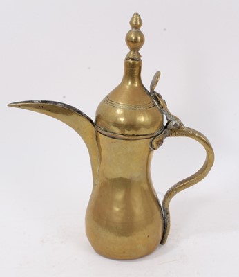 Lot 125 - Eastern brass Dallah coffee pot with signature