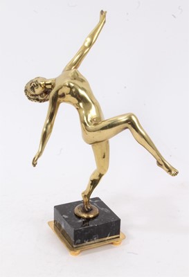 Lot 579 - Art Deco bronzed figure modelled as a nude female dancer