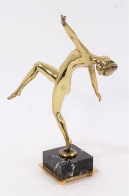 Lot 579 - Art Deco bronzed figure modelled as a nude female dancer