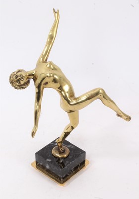 Lot 579 - Art Deco bronzed figure modelled as a nude female dancer