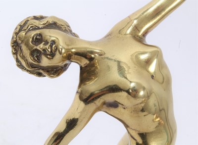 Lot 579 - Art Deco bronzed figure modelled as a nude female dancer