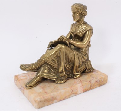 Lot 604 - 19th century bronze figure of a seated woman reading a book