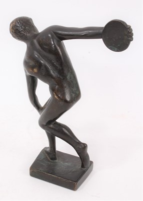 Lot 580 - After Myron - a patinated bronze model of discobolus